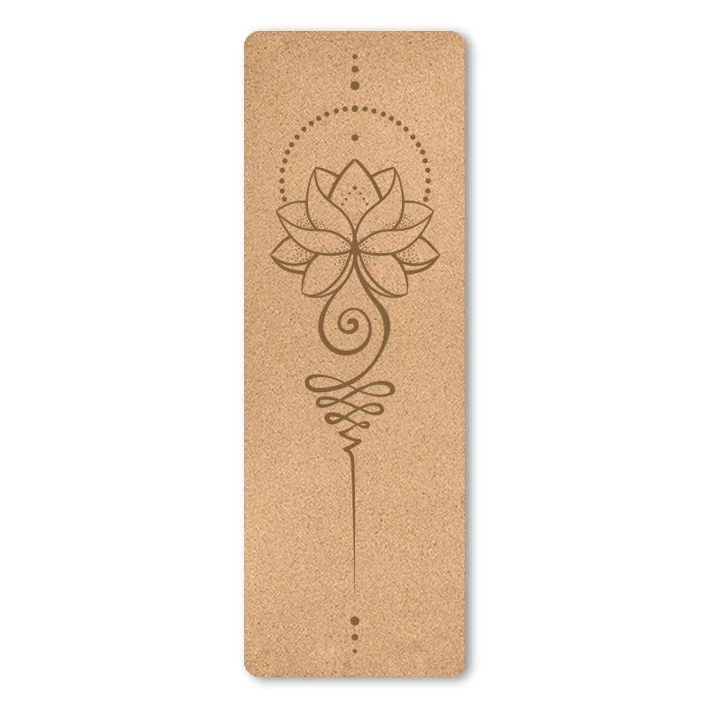 4Mm Natural Cork TPE Printed Yoga Mat Non-Slip Esterilla Yoga Sweat-Absorbing Home Fitness Pad Gymnastics Pilates Mats with Bag