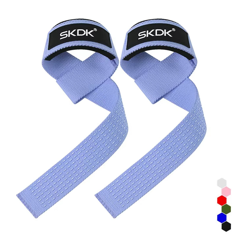 1 Pair Wrist Lifting Straps Gym Weightlifting Deadlift Strap Cotton Hard Pull Grip Band with Neoprene Padded & Non-Slip Silicone